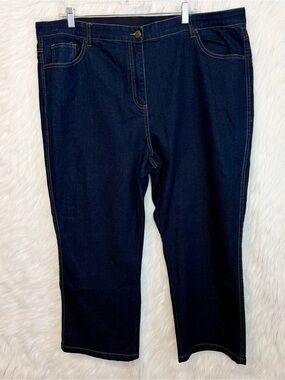 Westport Dark Blue Wash Bootcut Jeans Elastic Waistband High Waist Stretch